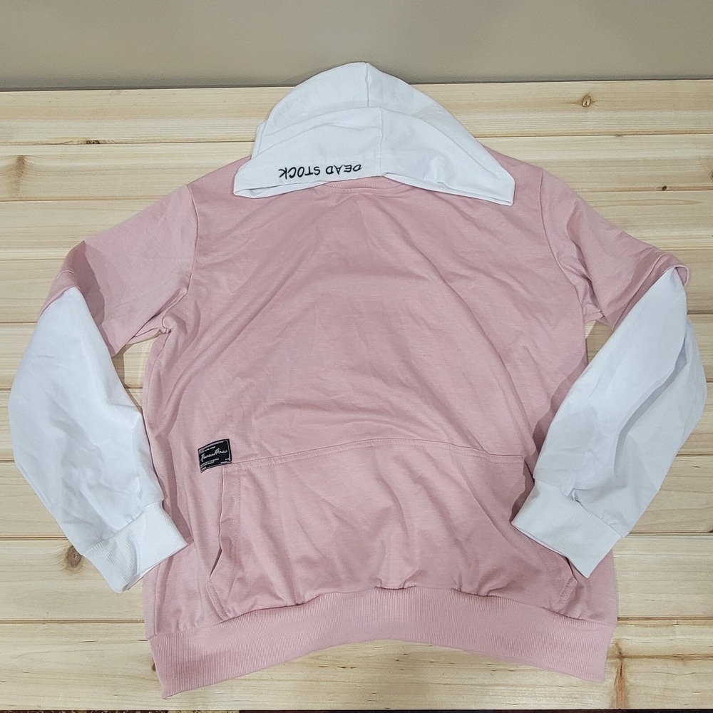 Zaful Women Pink Pullover Hoodie‎ M With Embroidered Quote NWOT